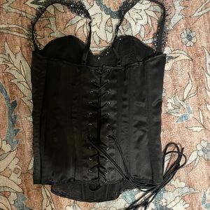 Shirley of Hollywood Black Lace-Up Camisole